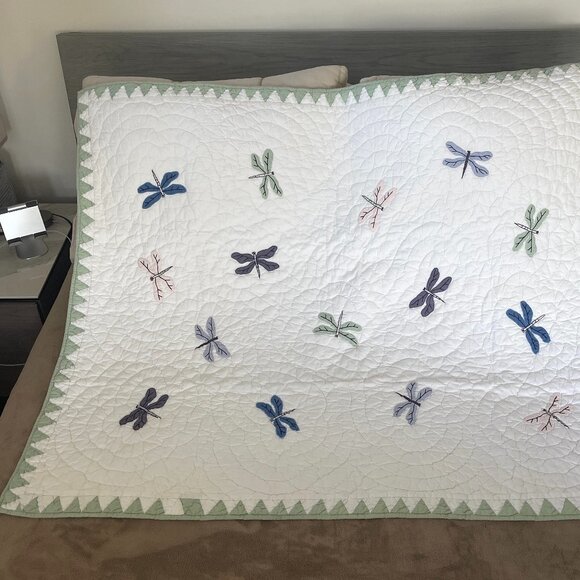 DRAGONFLY PILLOW AND REVERSIBLE THROW - Picture 3 of 5